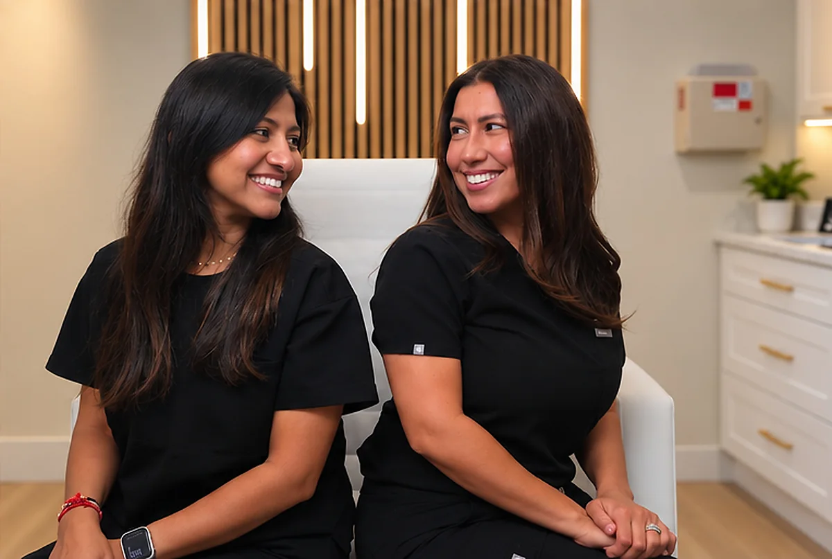 Ria Jivan, BSN, RN and Kia Brooks, RN in the Vivid treatment room